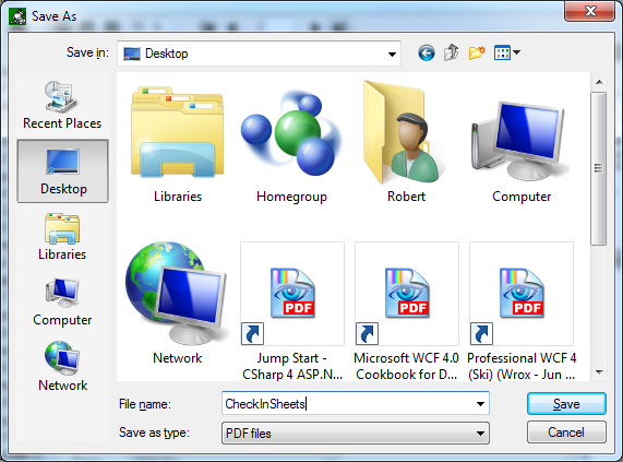 The 'Save As' dialog with desktop selected.